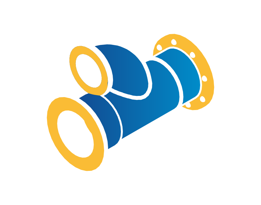 Blue and yellow icon of a sewer pipe