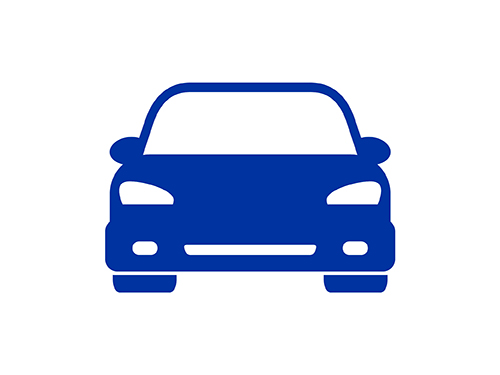 Blue icon of the front of a car