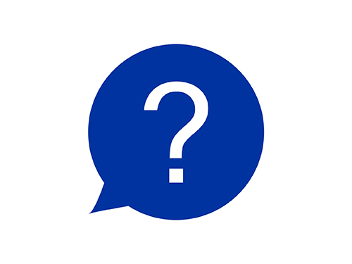 Blue and white icon of a question mark