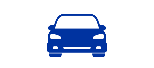 Blue icon of a car