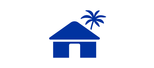 Blue icon of a vacation home