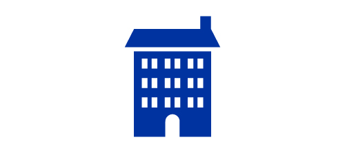 Blue icon of  a condominium building