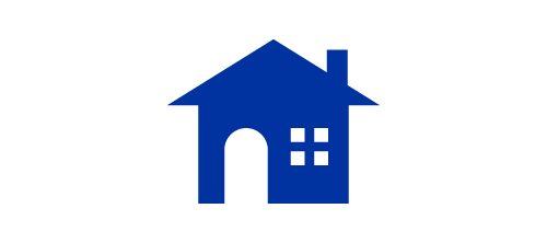 Blue icon of a house