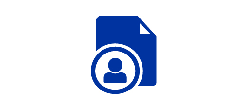 Blue icon of a person and file folder