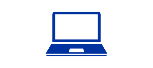 Blue icon of a laptop