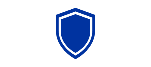 Blue icon of a shield