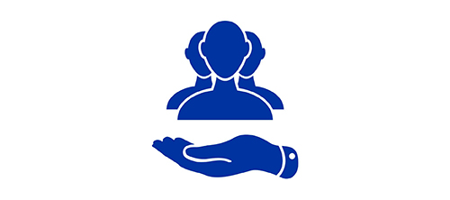Icon of hand supporting group of people