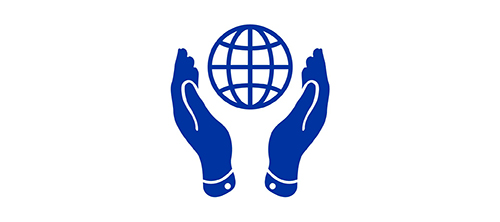 Icon of hands protecting a globe