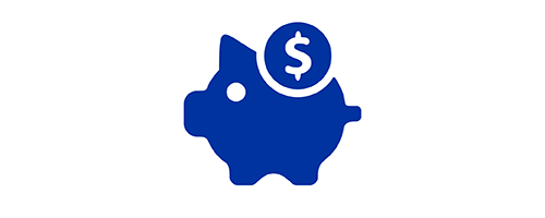 Blue icon of a piggy bank