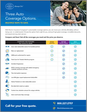 Image of auto coverage comparison chart