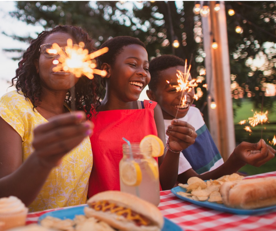 Photo of family picnic with sparklers