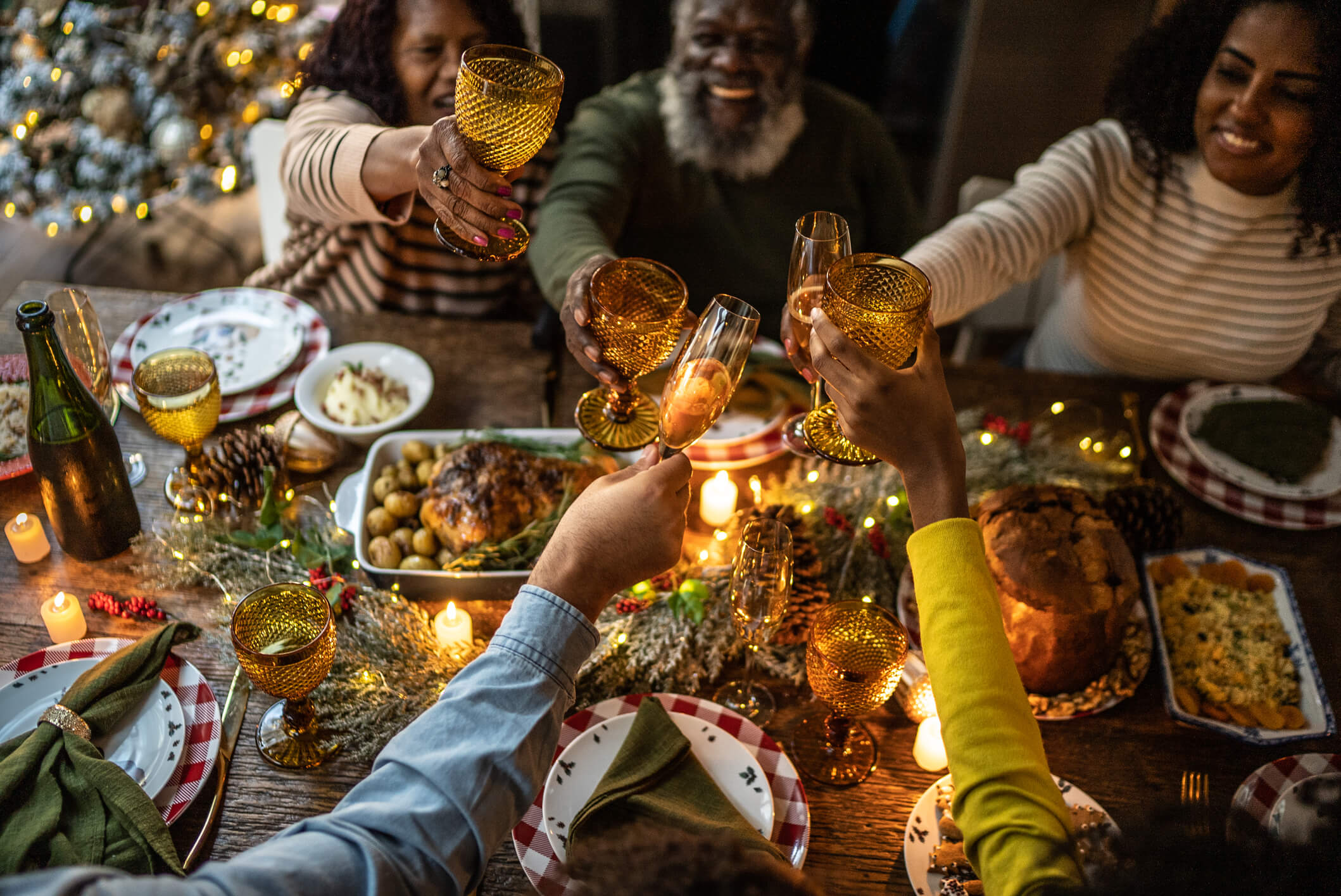 Photo of a family at Christmas dinner