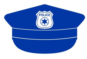 Blue icon of  a police officer's hat