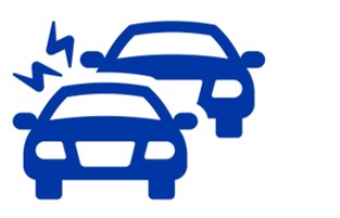 Blue icon of a rear-end car accident