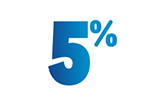 Blue and yellow average 5% savings icon