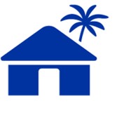 Blue icon of a seasonal or vacation home.