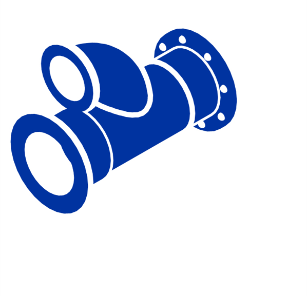 Blue icon of a sewer pipe