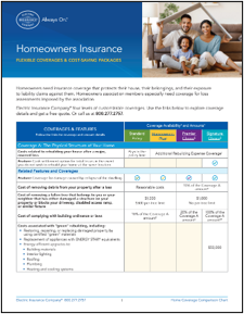 Photo of our homeowners insurance coverage brochure