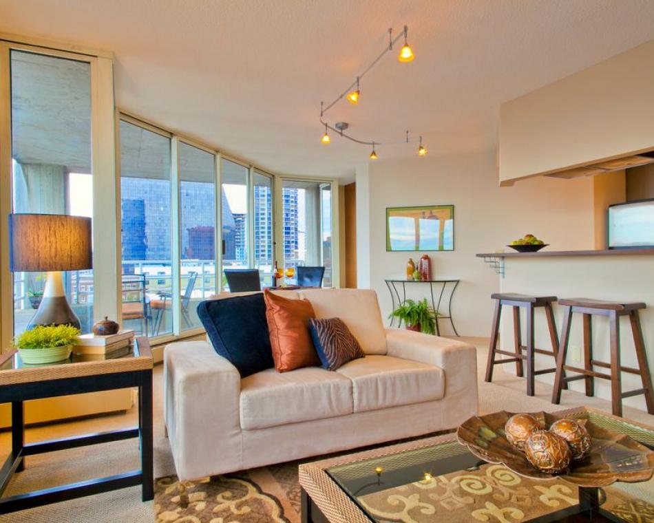 An attractive living room in a condo